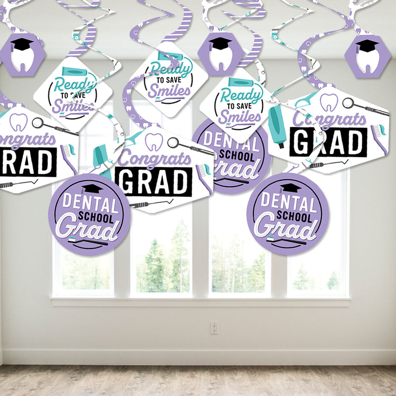 Dental School Grad - Dentistry and Hygienist Graduation Party Hanging Decor - Party Decoration Swirls - Set of 40