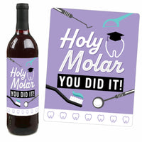 Dental School Grad - Dentistry and Hygienist Graduation Party Decorations for Women and Men - Wine Bottle Label Stickers - Set of 4