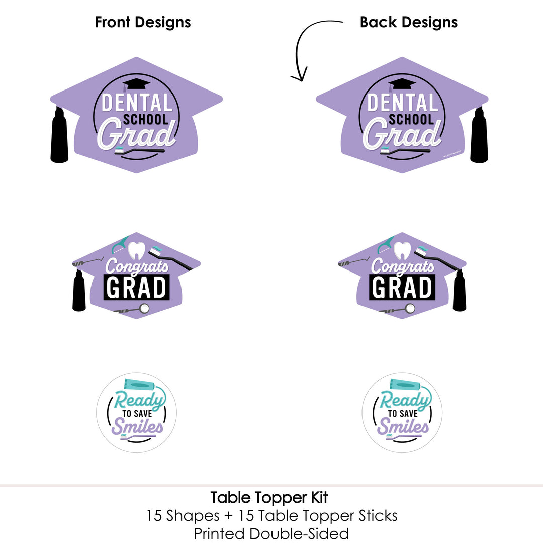 Dental School Grad - Dentistry and Hygienist Graduation Party Centerpiece Sticks - Table Toppers - Set of 15