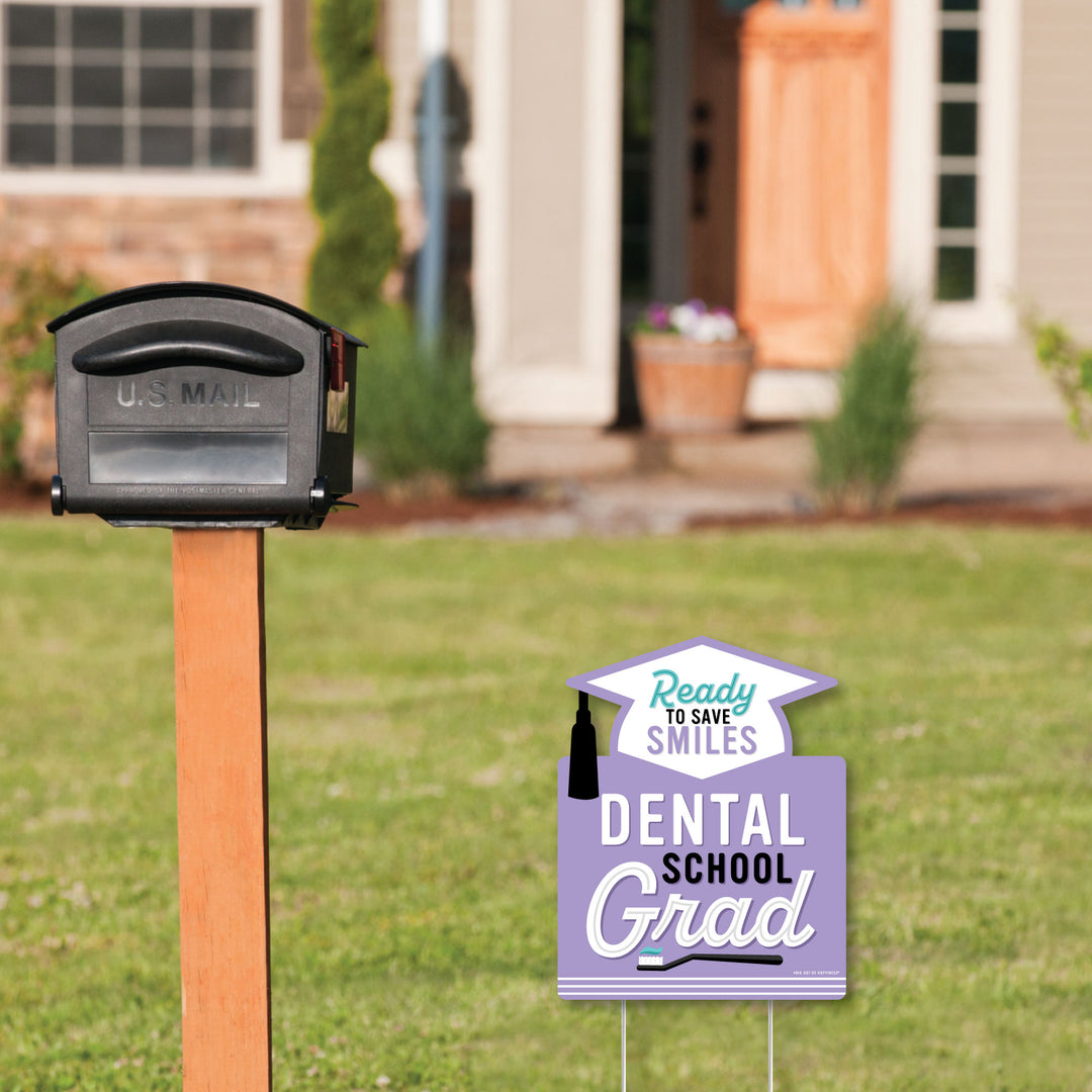 Dental School Grad - Outdoor Lawn Sign - Dentistry and Hygienist Graduation Party Yard Sign - 1 Piece