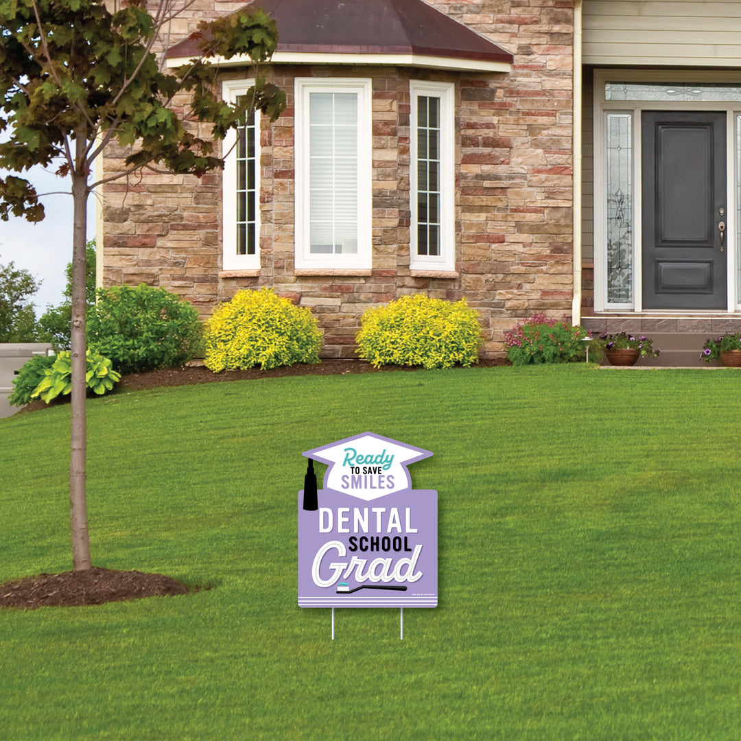 Dental School Grad - Outdoor Lawn Sign - Dentistry and Hygienist Graduation Party Yard Sign - 1 Piece
