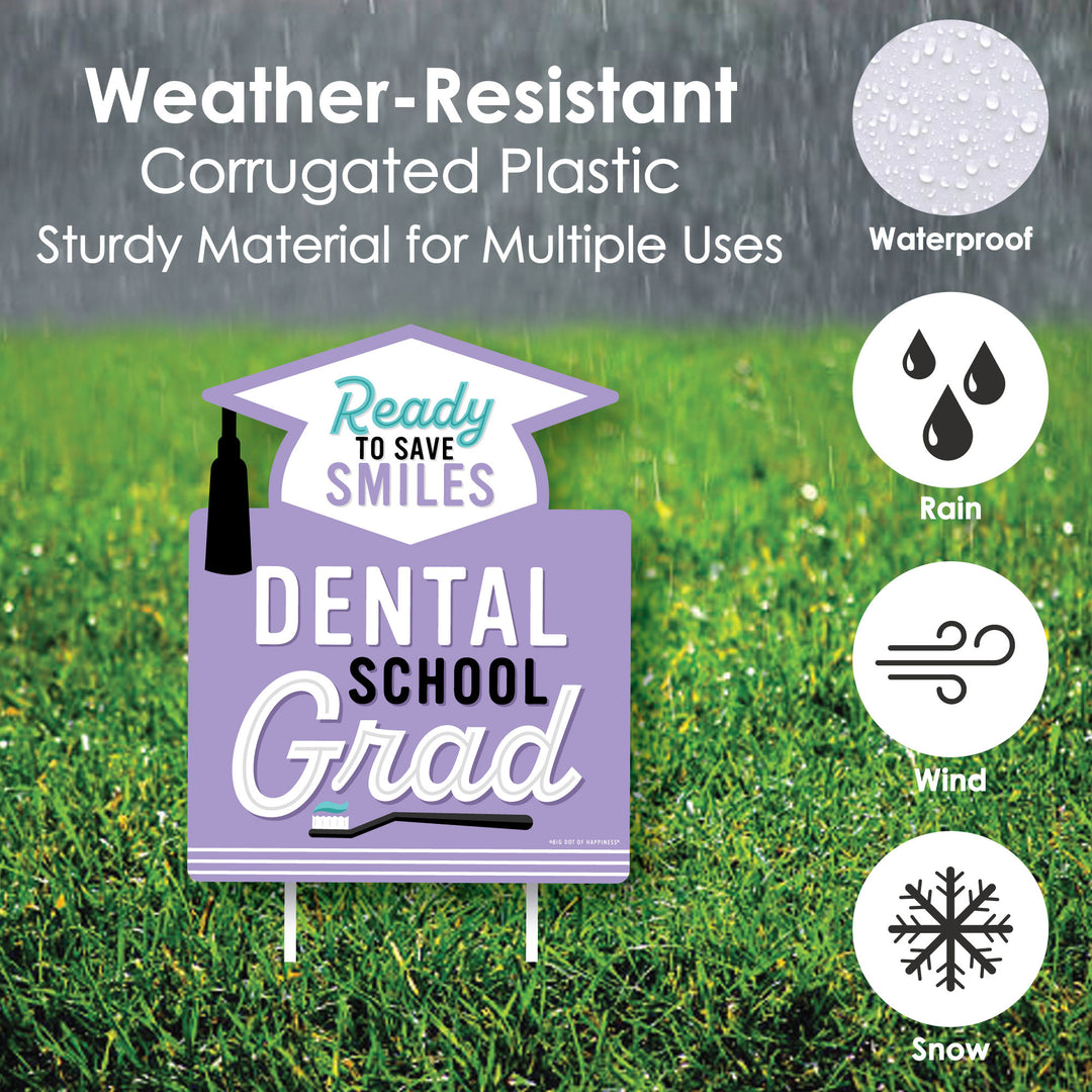 Dental School Grad - Outdoor Lawn Sign - Dentistry and Hygienist Graduation Party Yard Sign - 1 Piece