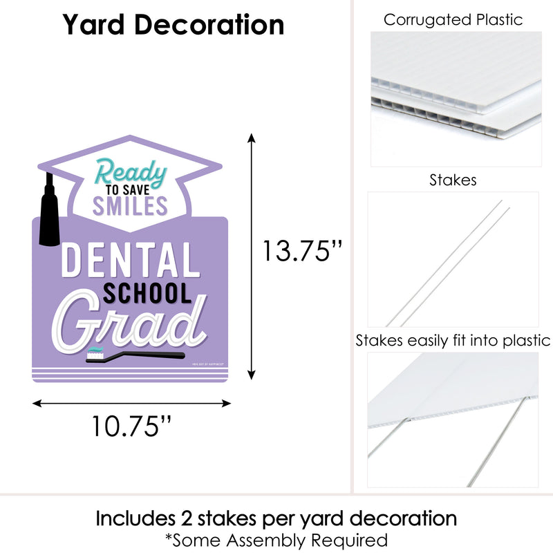 Dental School Grad - Outdoor Lawn Sign - Dentistry and Hygienist Graduation Party Yard Sign - 1 Piece