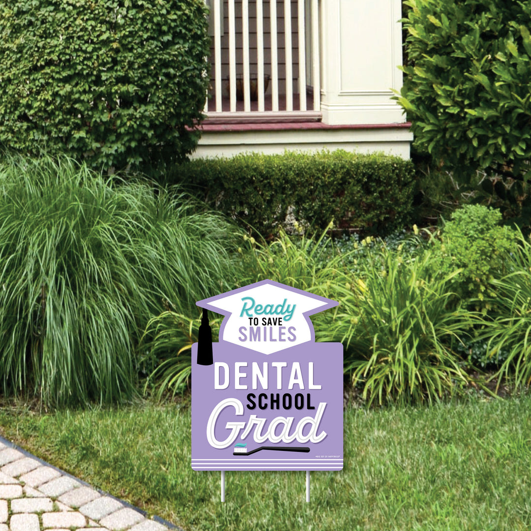 Dental School Grad - Outdoor Lawn Sign - Dentistry and Hygienist Graduation Party Yard Sign - 1 Piece