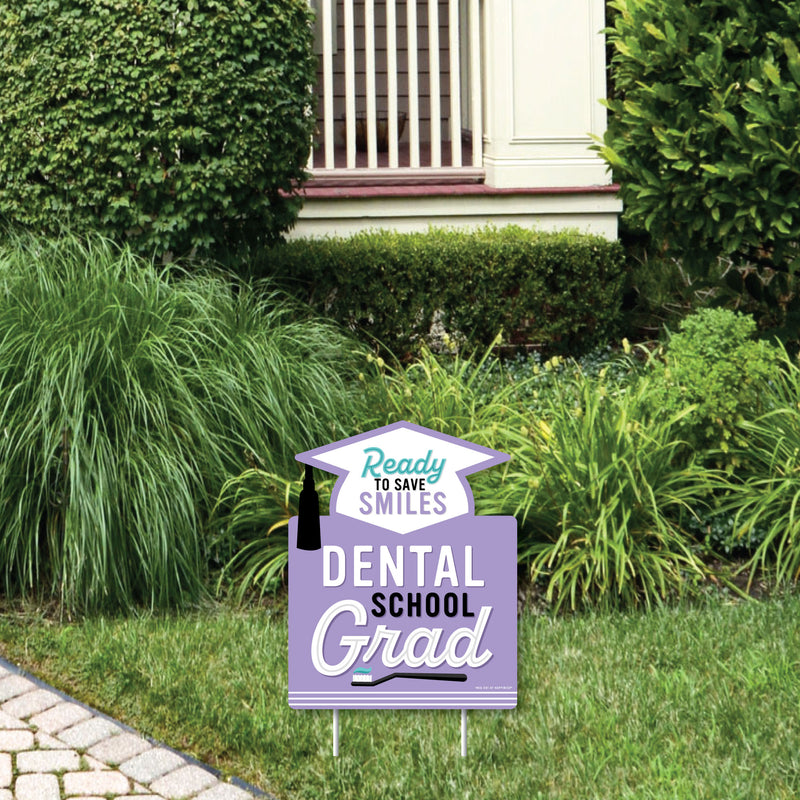 Dental School Grad - Outdoor Lawn Sign - Dentistry and Hygienist Graduation Party Yard Sign - 1 Piece