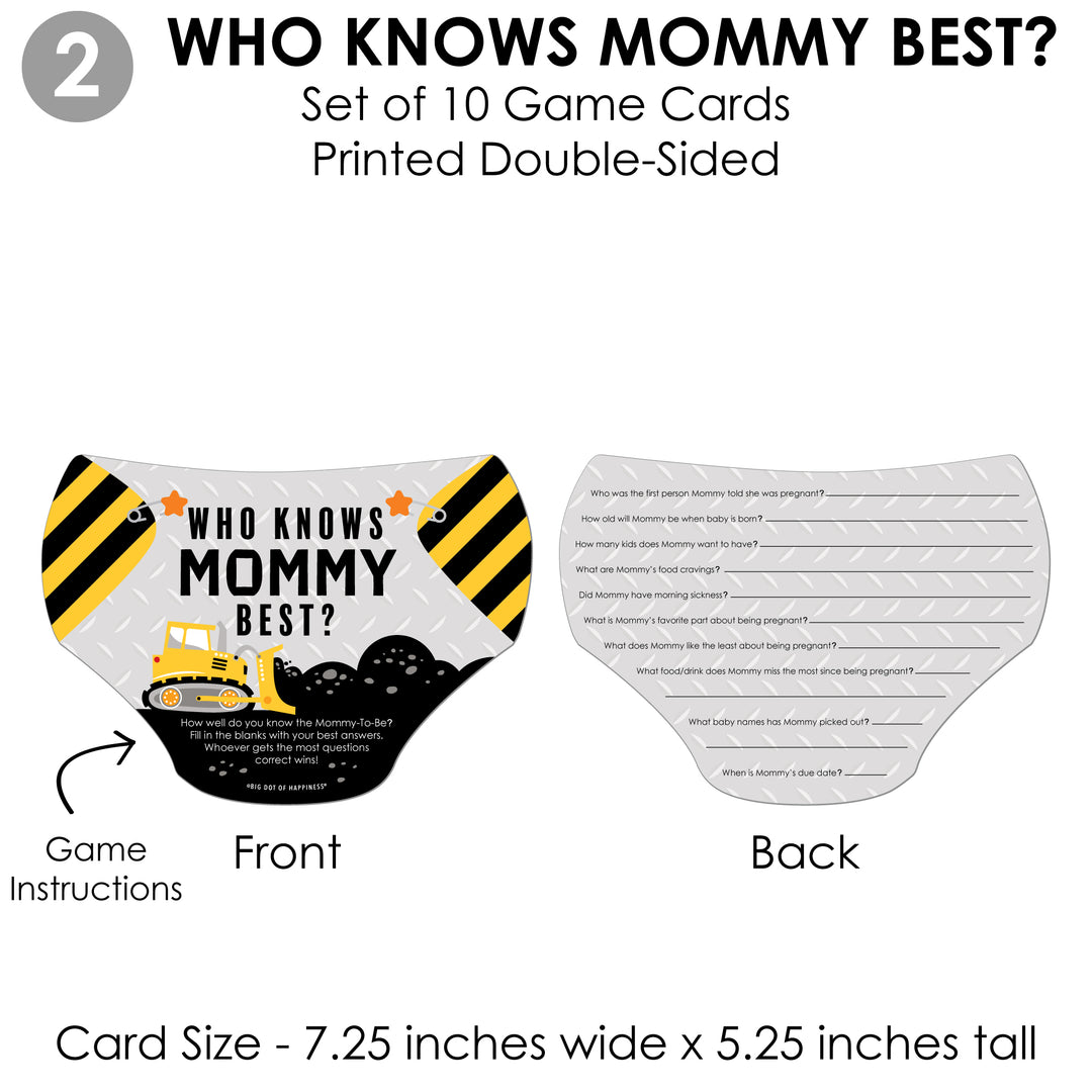 Dig It - Construction Party Zone - 4 Baby Shower Games - 10 Cards Each - Gamerific Bundle