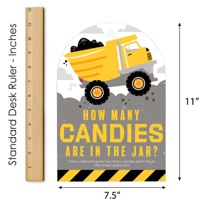 Dig It - Construction Party Zone - How Many Candies Baby Shower or Birthday Party Game - 1 Stand and 40 Cards - Candy Guessing Game