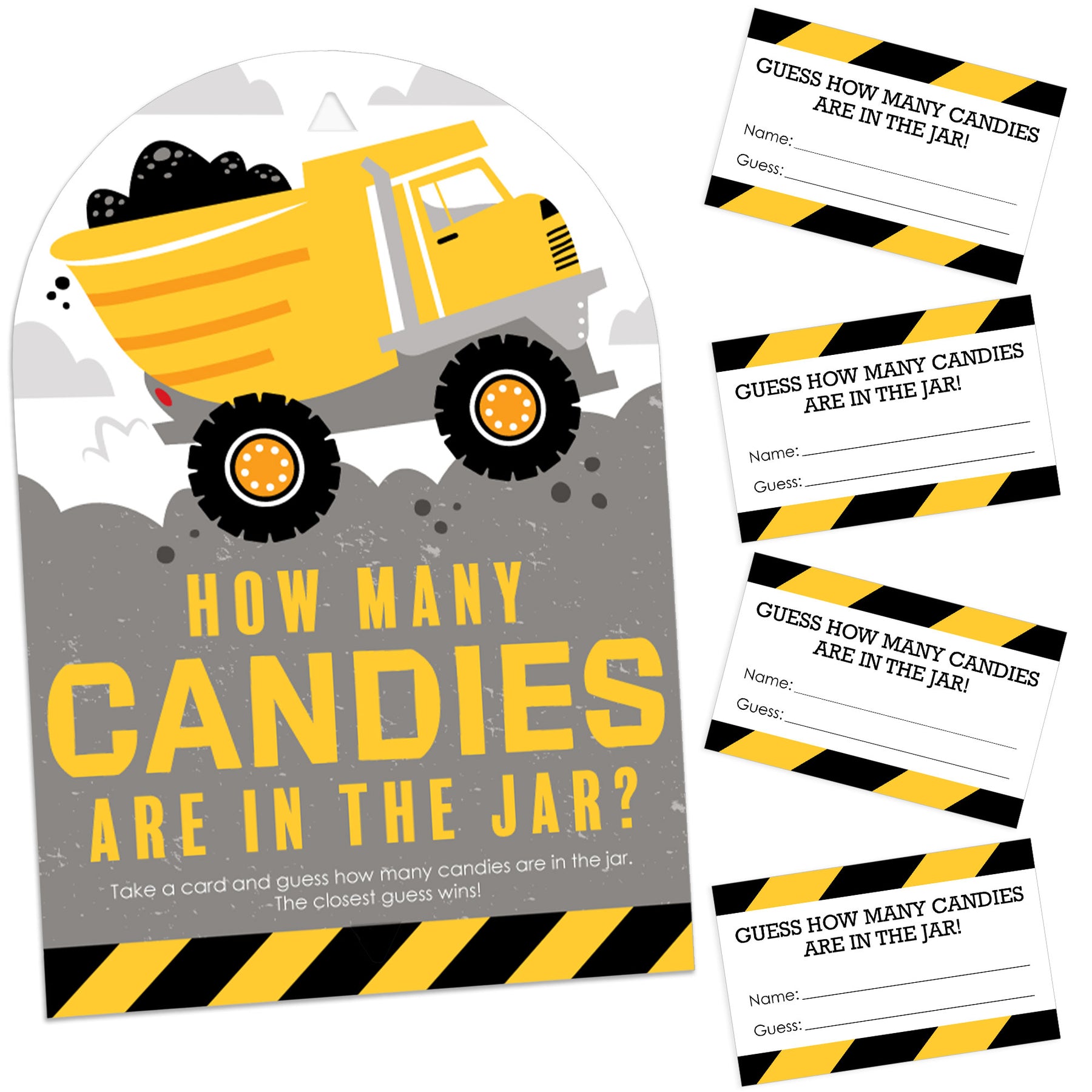 dig-it-construction-party-zone-how-many-candies-baby-shower-or-birthday-party-game-1-stand-and-40-cards-candy-guessing-game-bigdotofhappiness-com-big-dot-of-happiness-llc