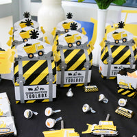 Dig It - Construction Party Zone - Treat Box Party Favors - Baby Shower or Birthday Party Goodie Gable Boxes - Set of 12