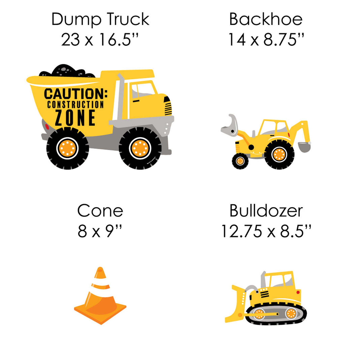 Dig It - Construction Party Zone - Yard Sign and Outdoor Lawn Decorations - Baby Shower or Birthday Party Yard Signs - Set of 8