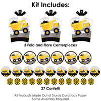 Dig It - Construction Party Zone - Baby Shower or Birthday Party Decor and Confetti - Terrific Table Centerpiece Kit - Set of 30