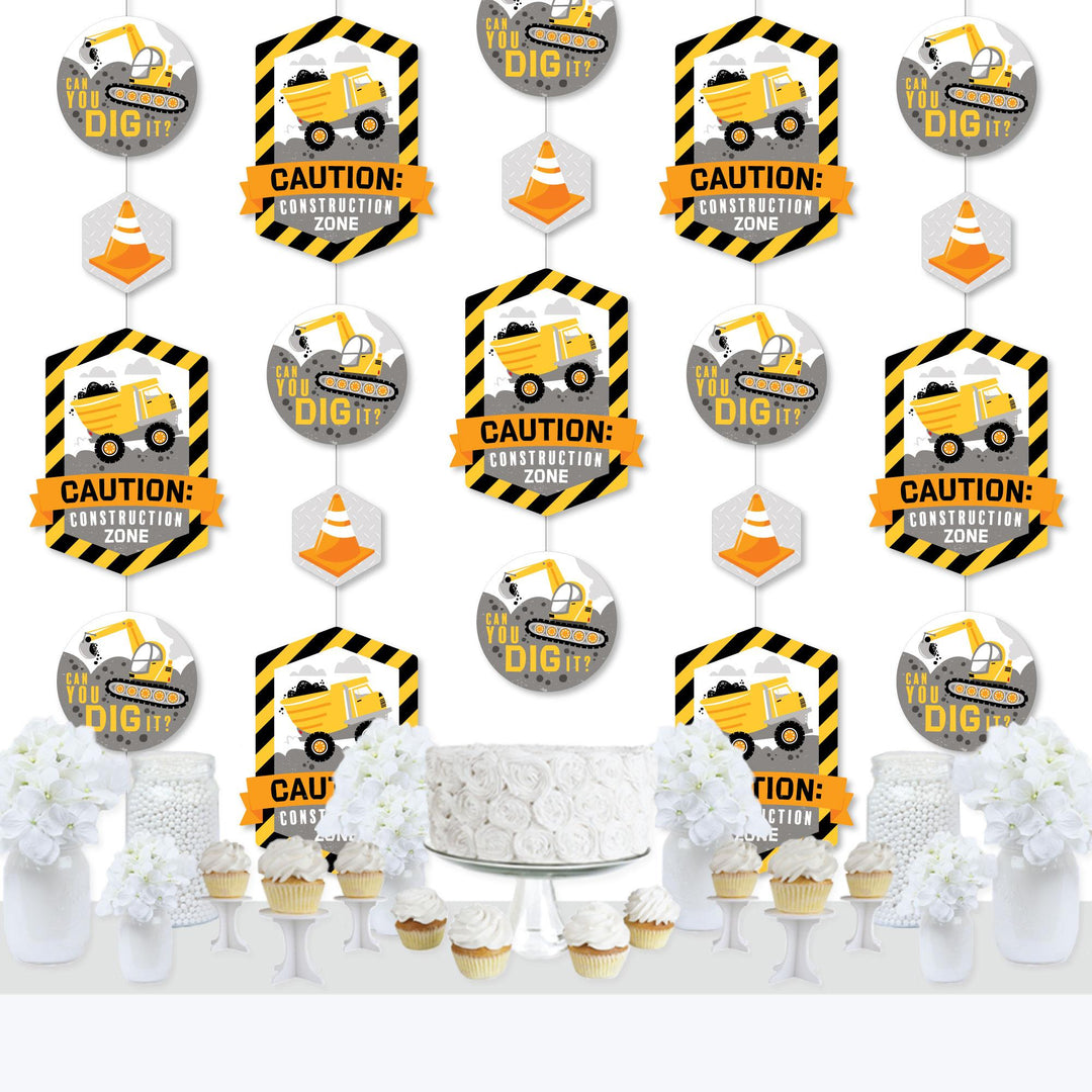 Dig It - Construction Party Zone - Baby Shower or Birthday Party DIY Dangler Backdrop - Hanging Vertical Decorations - 30 Pieces