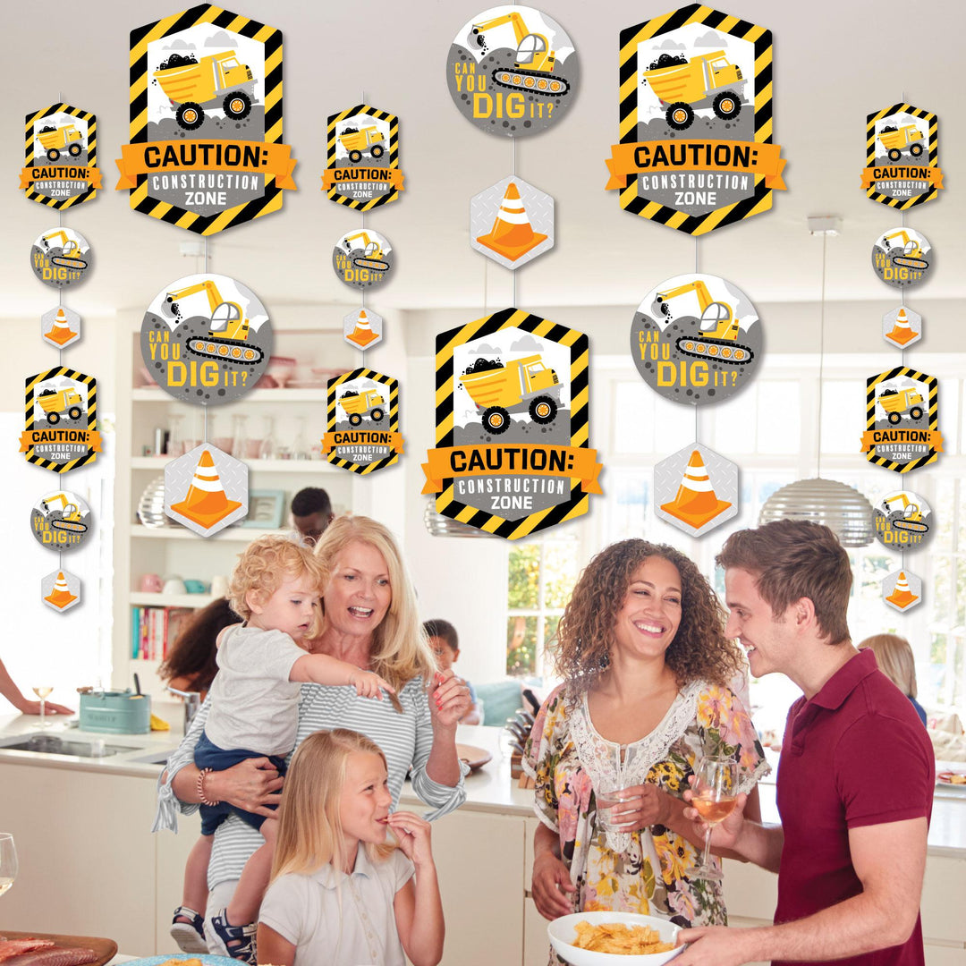 Dig It - Construction Party Zone - Baby Shower or Birthday Party DIY Dangler Backdrop - Hanging Vertical Decorations - 30 Pieces