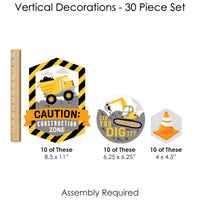 Dig It - Construction Party Zone - Baby Shower or Birthday Party DIY Dangler Backdrop - Hanging Vertical Decorations - 30 Pieces