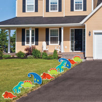 Roar Dinosaur - Trex, Triceratops, Stegosaurus and Brontosaurus Lawn Decorations - Outdoor Dino Mite Baby Shower or Birthday Party Yard Decorations - 10 Piece