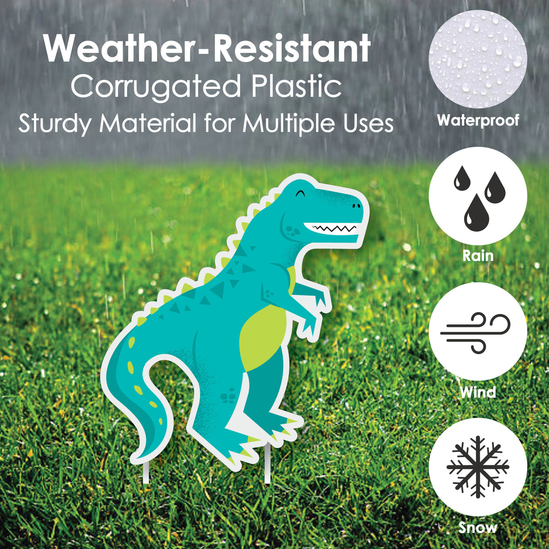 Roar Dinosaur - Trex, Triceratops, Stegosaurus and Brontosaurus Lawn Decorations - Outdoor Dino Mite Baby Shower or Birthday Party Yard Decorations - 10 Piece