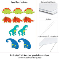 Roar Dinosaur - Trex, Triceratops, Stegosaurus and Brontosaurus Lawn Decorations - Outdoor Dino Mite Baby Shower or Birthday Party Yard Decorations - 10 Piece