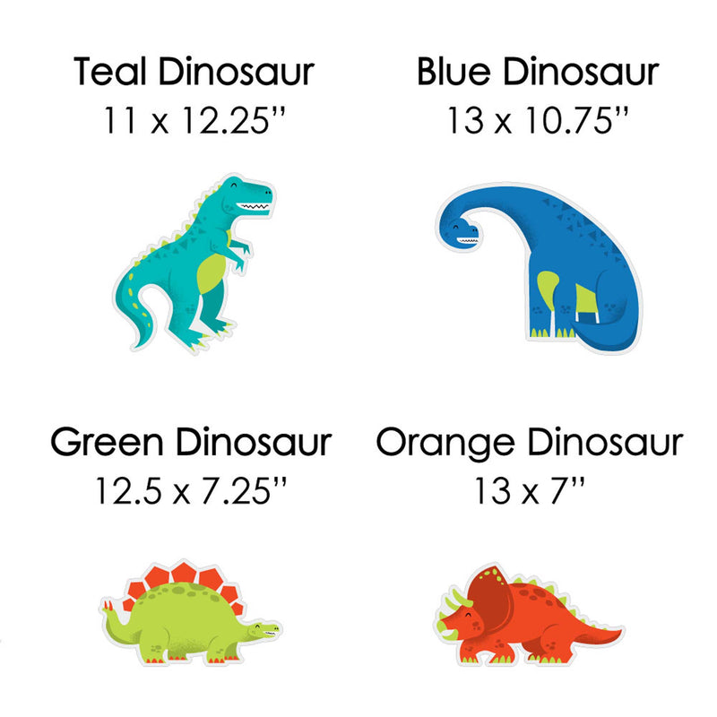 Roar Dinosaur - Trex, Triceratops, Stegosaurus and Brontosaurus Lawn Decorations - Outdoor Dino Mite Baby Shower or Birthday Party Yard Decorations - 10 Piece
