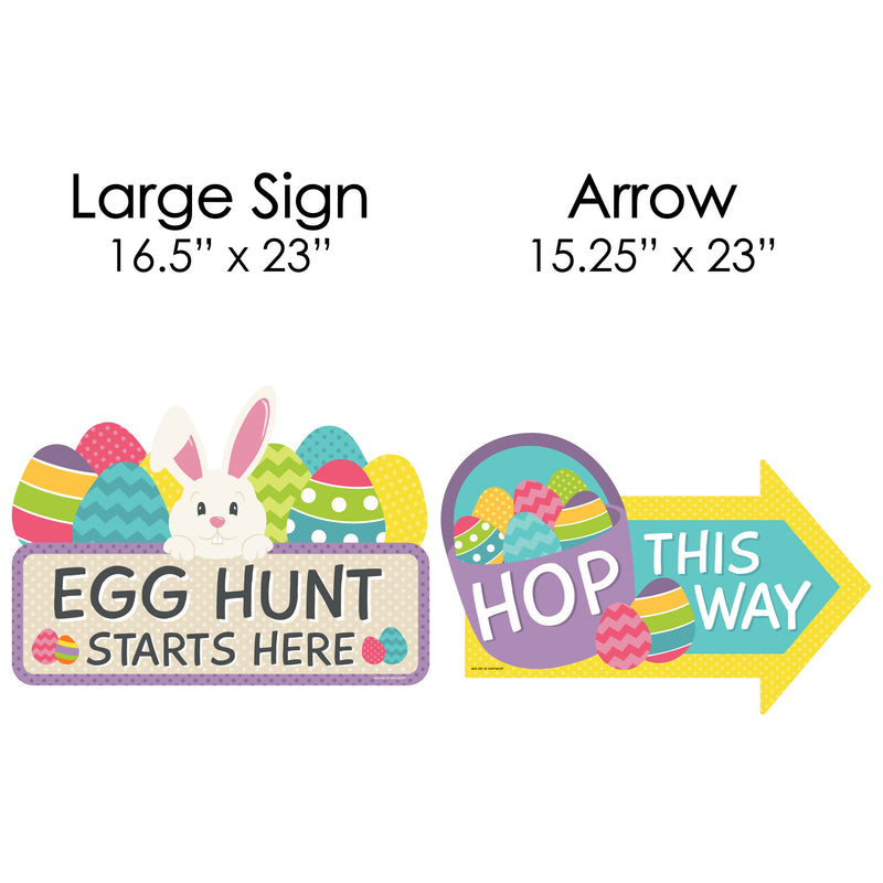 Easter Egg Hunt - Easter Bunny Party Yard Sign with Stakes - Double Sided Outdoor Lawn Sign - Set of 3