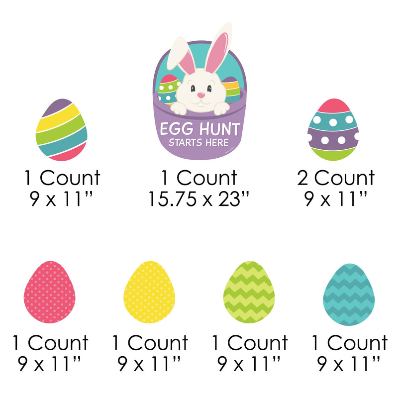 Easter Egg Hunt - Yard Sign and Outdoor Lawn Decorations - Easter Bunny Party Yard Signs - Set of 8