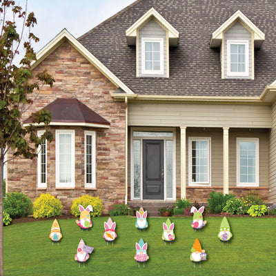 Easter Gnomes - Lawn Decorations - Outdoor Spring Bunny Party Yard Decorations - 10 Piece