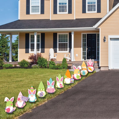 Easter Gnomes - Lawn Decorations - Outdoor Spring Bunny Party Yard Decorations - 10 Piece
