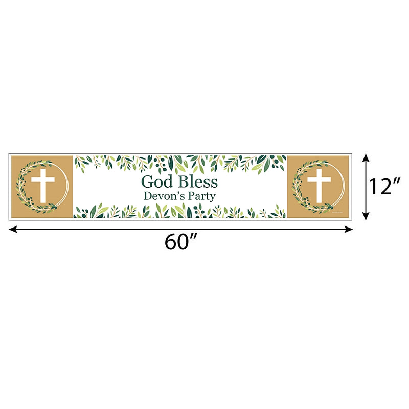 Personalized Elegant Cross - Custom Religious Party Decorations Party Banner