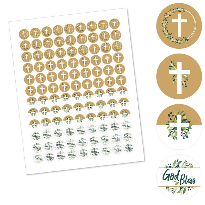 Elegant Cross - Religious Party Round Candy Sticker Favors - Labels Fit Hershey&