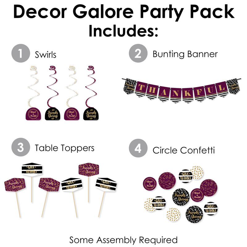 Elegant Thankful for Friends - Friendsgiving Thanksgiving Party Supplies Decoration Kit - Decor Galore Party Pack - 51 Pieces