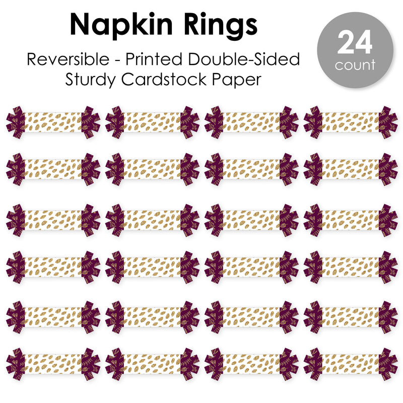 Elegant Thankful for Friends - Friendsgiving Thanksgiving Party Paper Napkin Holder - Napkin Rings - Set of 24