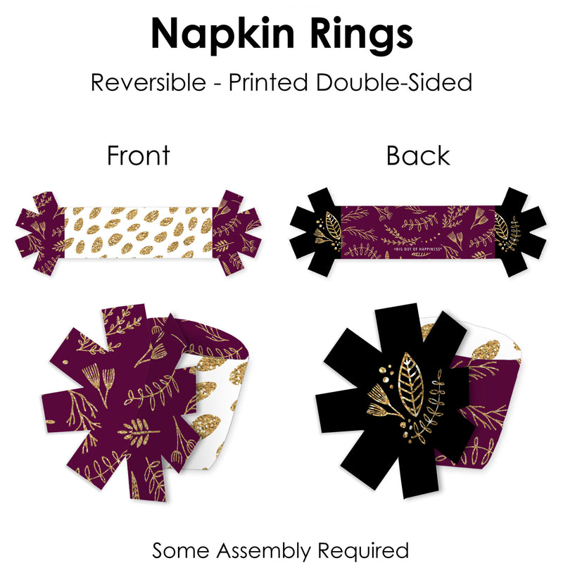 Elegant Thankful for Friends - Friendsgiving Thanksgiving Party Paper Napkin Holder - Napkin Rings - Set of 24