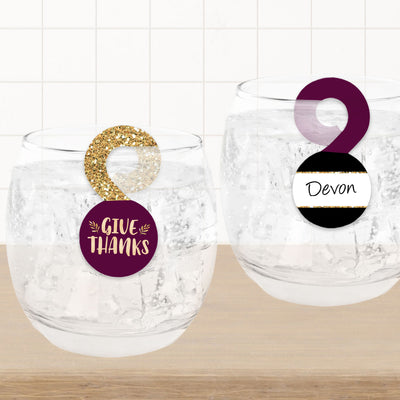 Elegant Thankful for Friends - Friendsgiving Thanksgiving Party Paper Beverage Markers for Glasses - Drink Tags - Set of 24