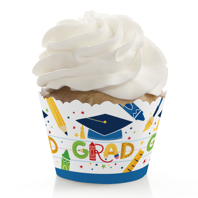 Elementary Grad - Kids Graduation Party Decorations - Party Cupcake Wrappers - Set of 12
