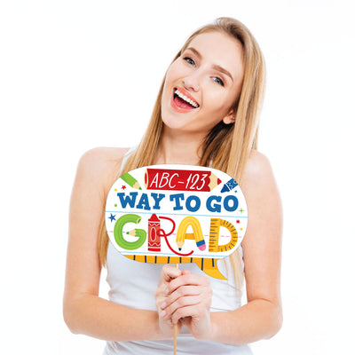 Elementary Grad - Personalized Kids Graduation Party Photo Booth Props Kit - 20 Count