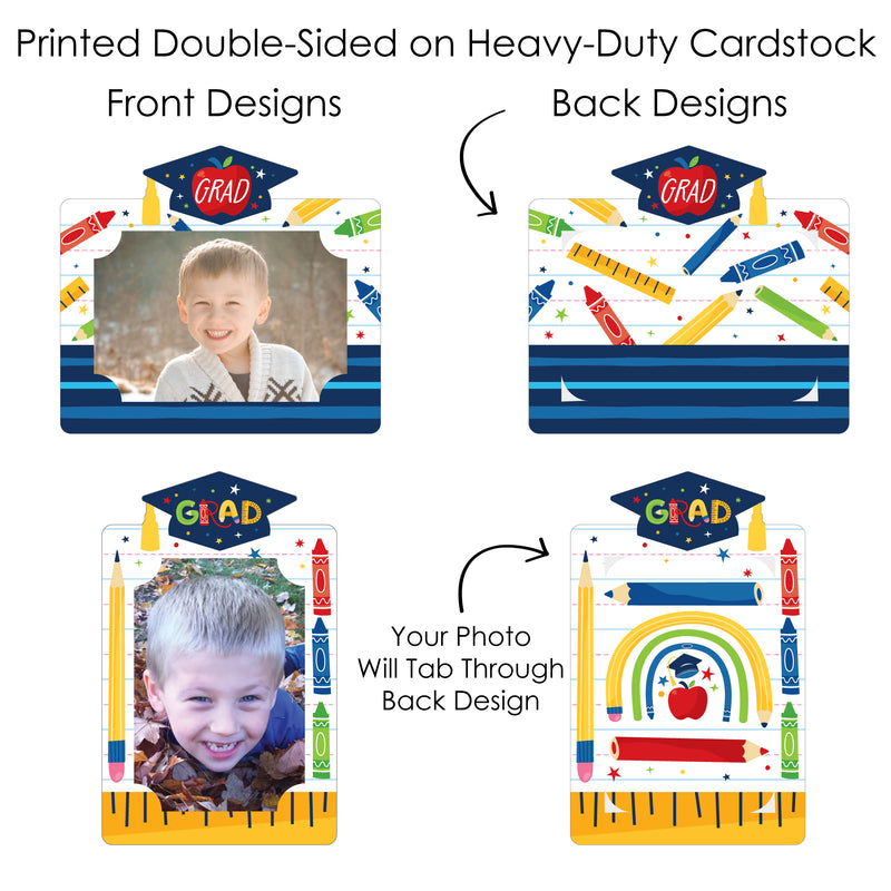 Elementary Grad - Kids Graduation Party Picture Centerpiece Sticks - Photo Table Toppers - 15 Pieces