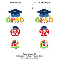 Kindergarten Grad - 4K Preschool Kids Graduation Party Centerpiece Sticks - Table Toppers - Set of 15