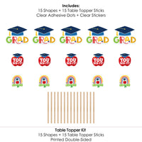 Kindergarten Grad - 4K Preschool Kids Graduation Party Centerpiece Sticks - Table Toppers - Set of 15