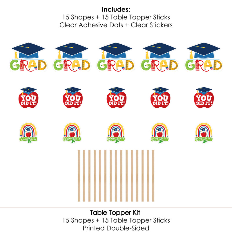Printable Grad Table Top Elementary Grad - Kids Graduation Party Centerpiece Sticks - Table ...