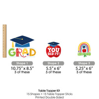 Kindergarten Grad - 4K Preschool Kids Graduation Party Centerpiece Sticks - Table Toppers - Set of 15