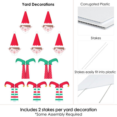 Elf Squad - Lawn Decorations - Outdoor Kids Elf Christmas and Birthday Party Yard Decorations - 10 Piece