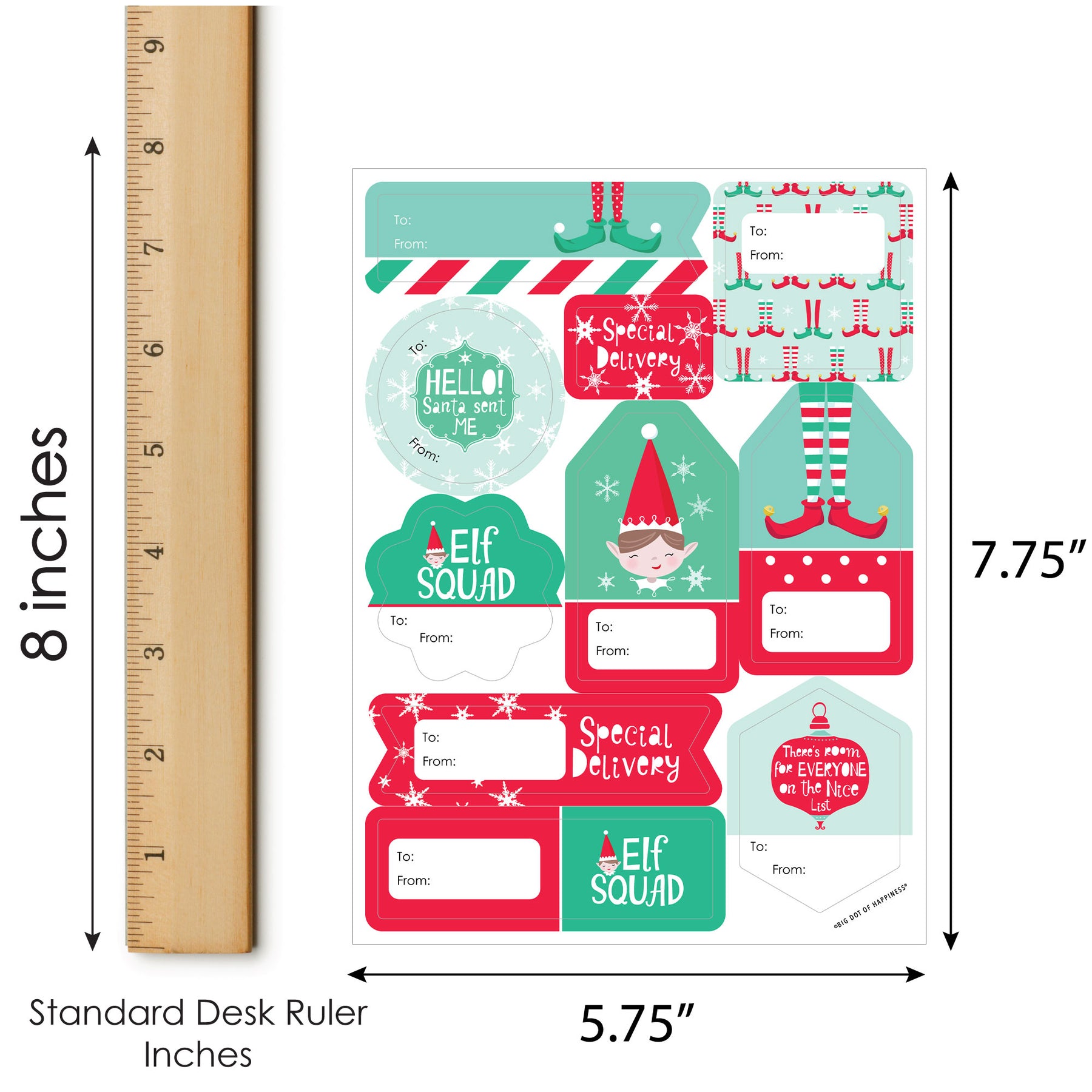 Elf Rings Label Elf Squad - Assorted Kids Elf Christmas and Birthday Party Gift Tag ...