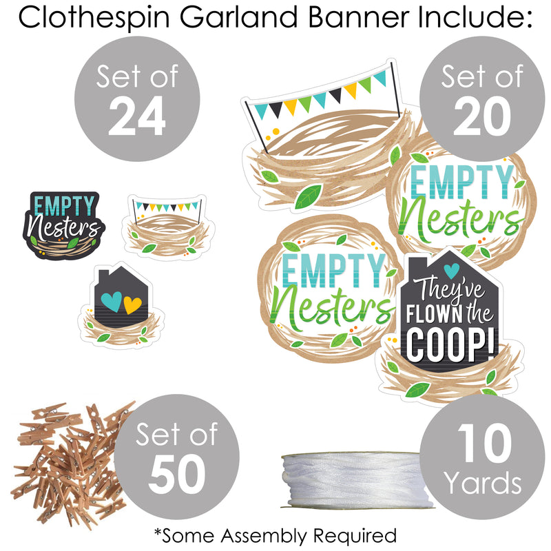 Empty Nesters - Empty Nest Party DIY Decorations - Clothespin Garland Banner - 44 Pieces