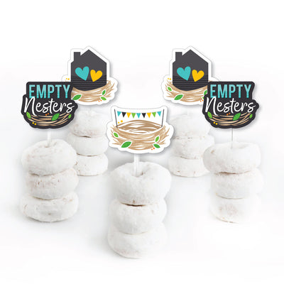 Empty Nesters - Dessert Cupcake Toppers - Empty Nest Party Clear Treat Picks - Set of 24