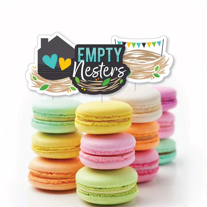 Empty Nesters - Dessert Cupcake Toppers - Empty Nest Party Clear Treat Picks - Set of 24