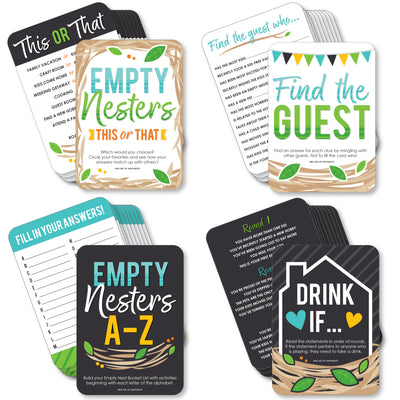 Empty Nesters - 4 Empty Nest Party Games - 10 Cards Each - Gamerific Bundle