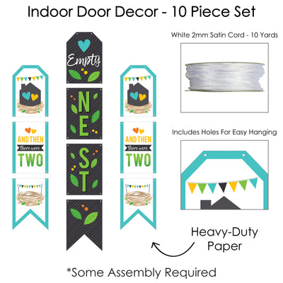 Empty Nesters - Hanging Vertical Paper Door Banners - Empty Nest Party Wall Decoration Kit - Indoor Door Decor