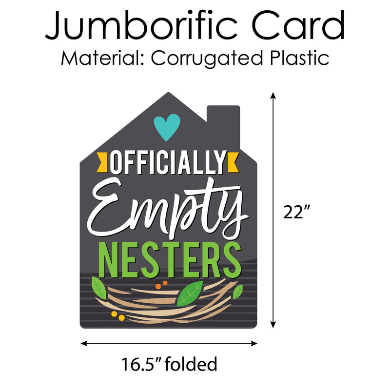 Empty Nesters - Empty Nest Congratulations Giant Greeting Card - Big Shaped Jumborific Card - 16.5 x 22 inches