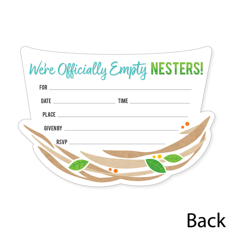 Empty Nesters - Shaped Fill-In Invitations - Empty Nest Party Invitation Cards with Envelopes - Set of 12
