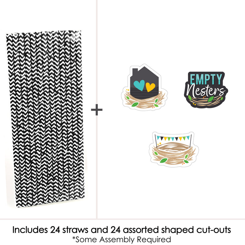 Empty Nesters - Paper Straw Decor - Empty Nest Party Striped Decorative Straws - Set of 24