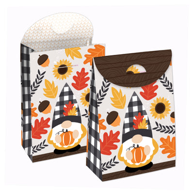 Fall Gnomes - Autumn Harvest Gift Favor Bags - Party Goodie Boxes - Set of 12
